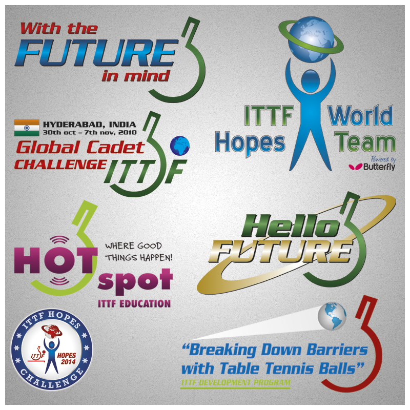 Various logos and programs for International Table Tennis Federation. Foundation, ideas, design and artwork.