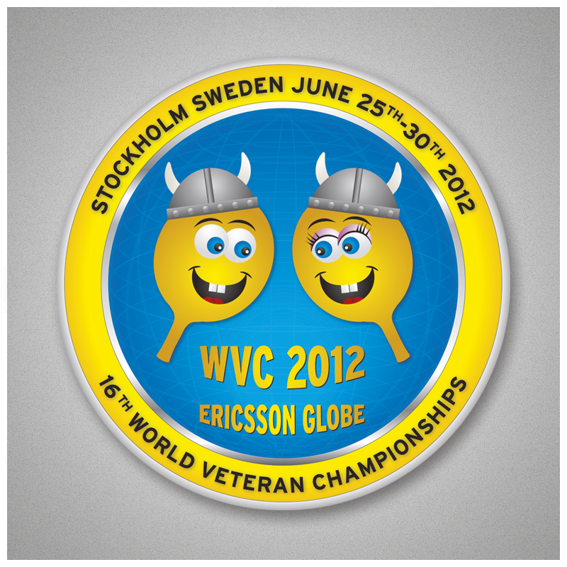 World Veteran Championships in Stockholm 2012. Design and artwork of logo, pamphlets, brochures, flyers, web, badges, backdrops etc.