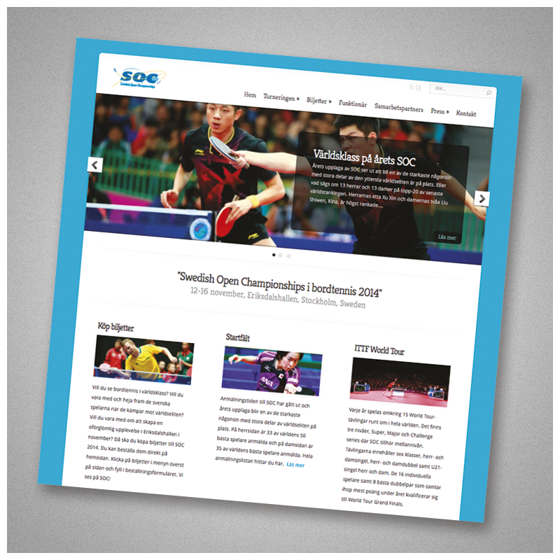 Website for Swedish Open Championships. Web development, web design and maintenance.